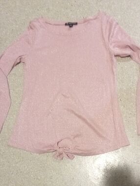 #738 INC International Concepts Shimmery Dusty Pink Long Sleeve Top